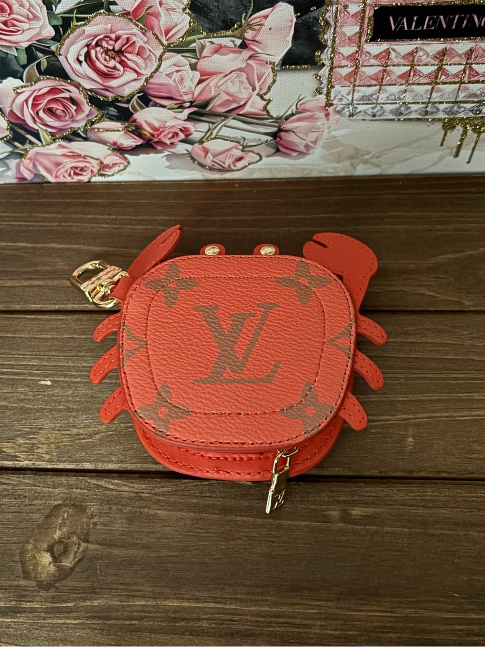 EUC LV Coral-Red Crab Coin Pouch - Picture 2 of 3
